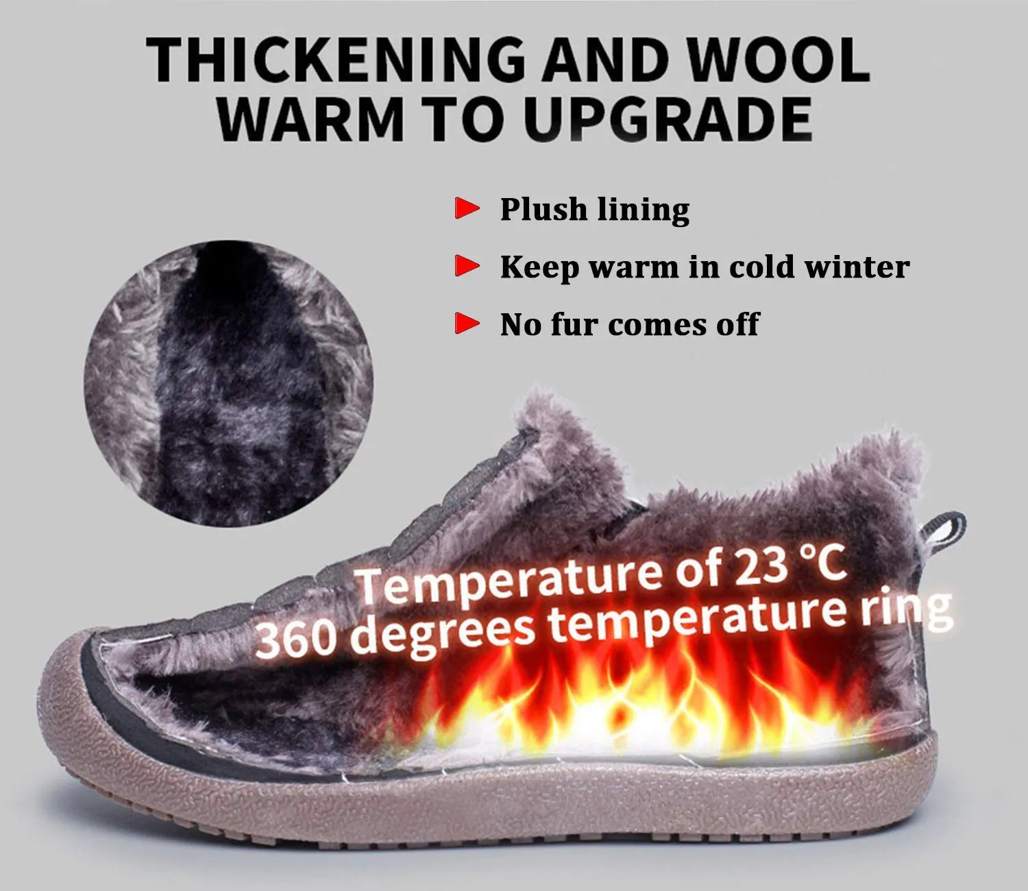 Men's Winter Snow Shoes Slip On Ankle Booties Anti Slip Waterproof Resistant Fur Lined Outdoor Sneakers