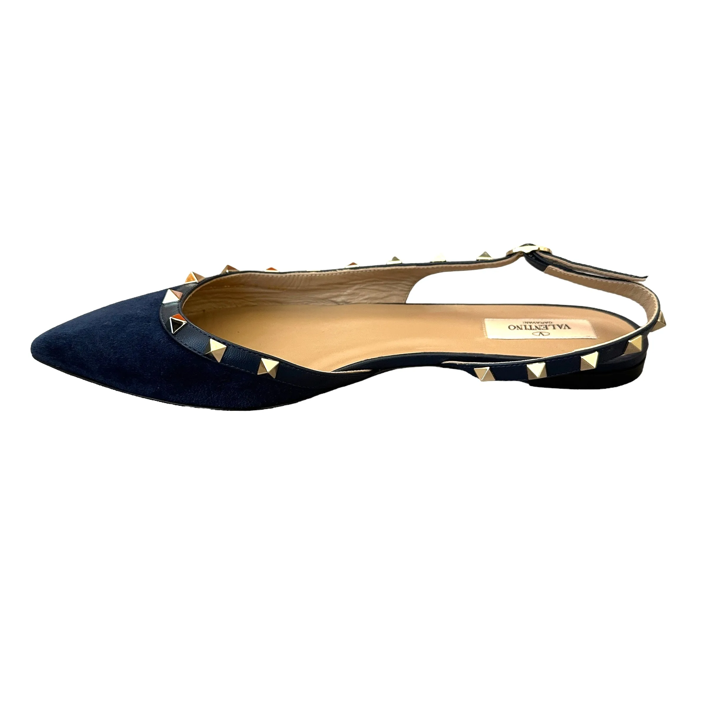 Navy Suede Rockstuds Slingback Shoes - 10.5