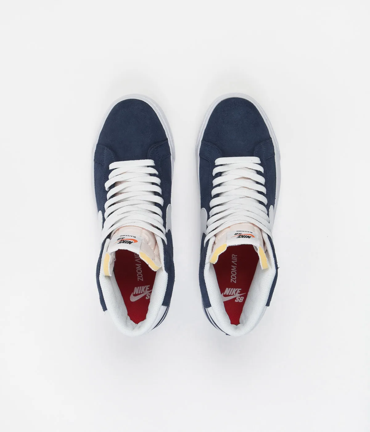 Nike SB Blazer Mid Shoes - Navy / White - Black - University Red