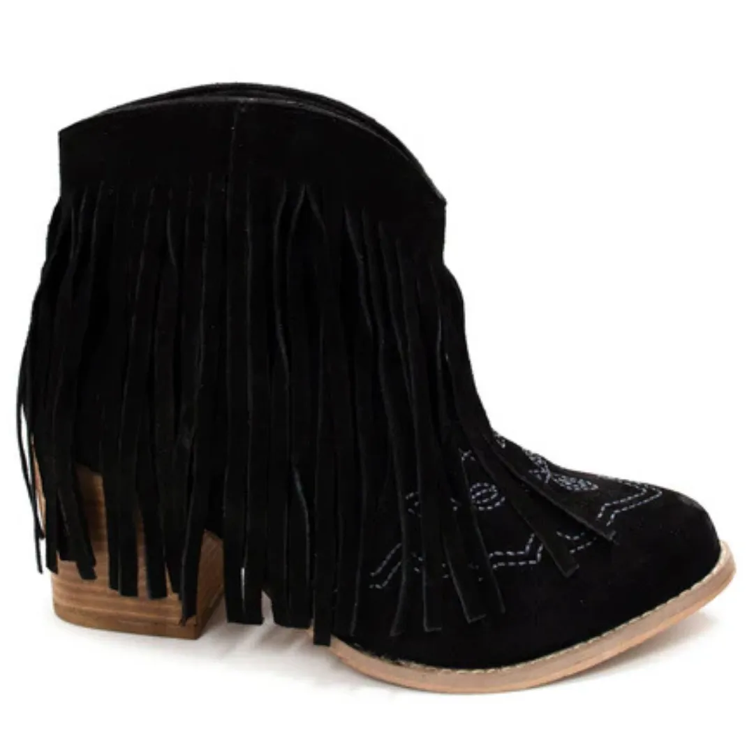 Online Exclusive | Amos Fringe Ankle Bootie in Black