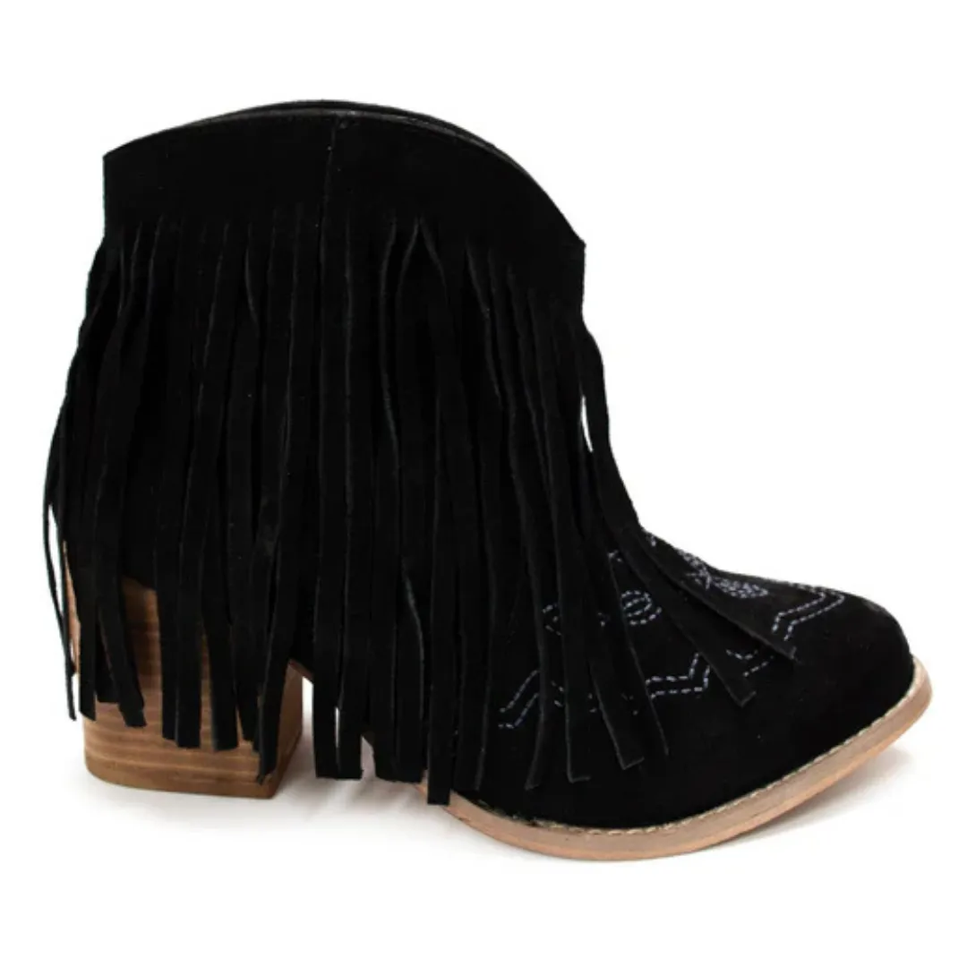 Online Exclusive | Amos Fringe Ankle Bootie in Black