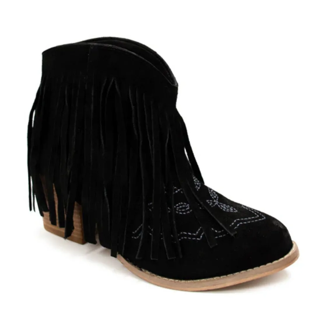 Online Exclusive | Amos Fringe Ankle Bootie in Black