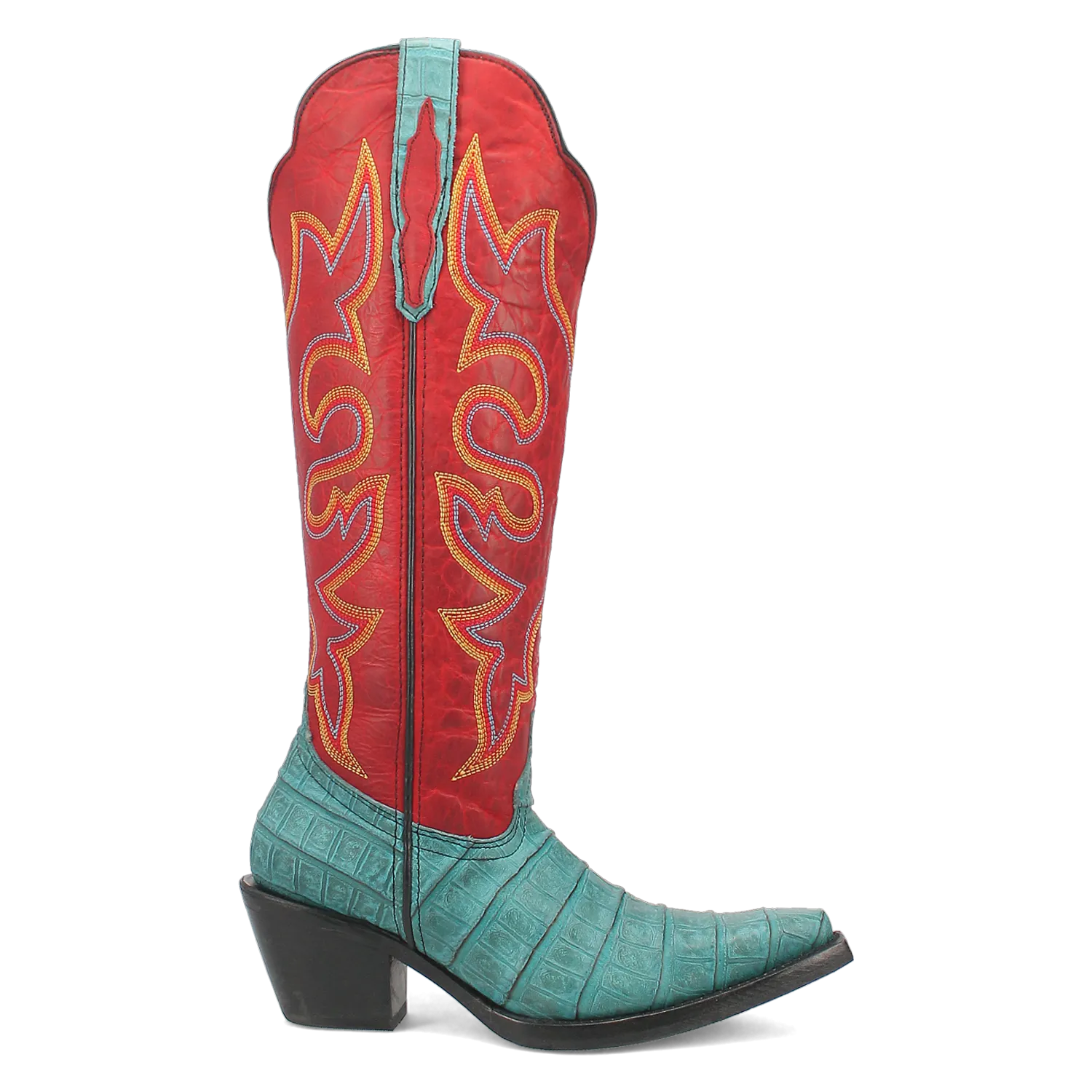 Online Exclusive | Dingo | Matilda Leather Boot in Turquoise and Red **PREORDER