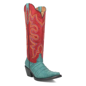 Online Exclusive | Dingo | Matilda Leather Boot in Turquoise and Red **PREORDER