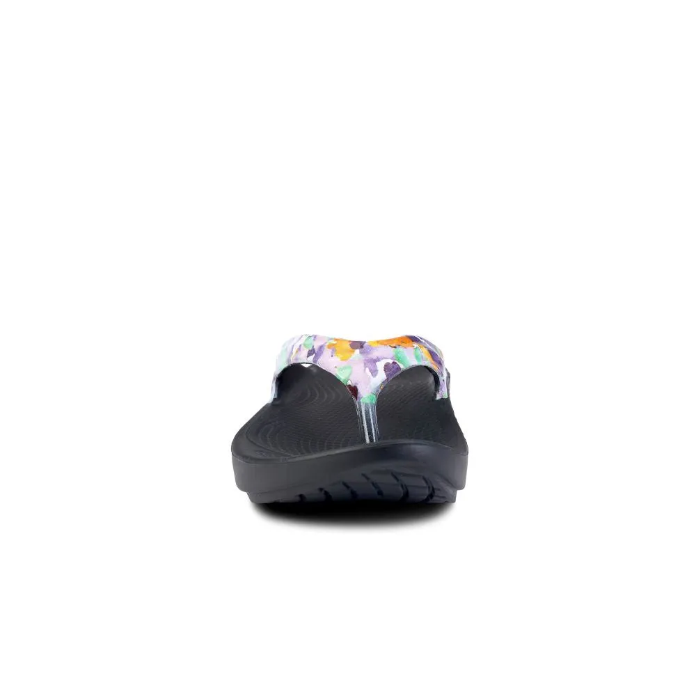 'OOFOS' Women's OOlala Thong Limited Edition - Black / Purple Watercolor