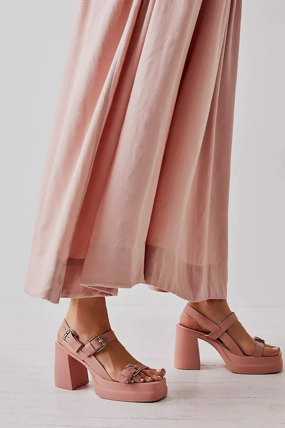 Pamela Double Stack Platform Heels in Perfect Pink