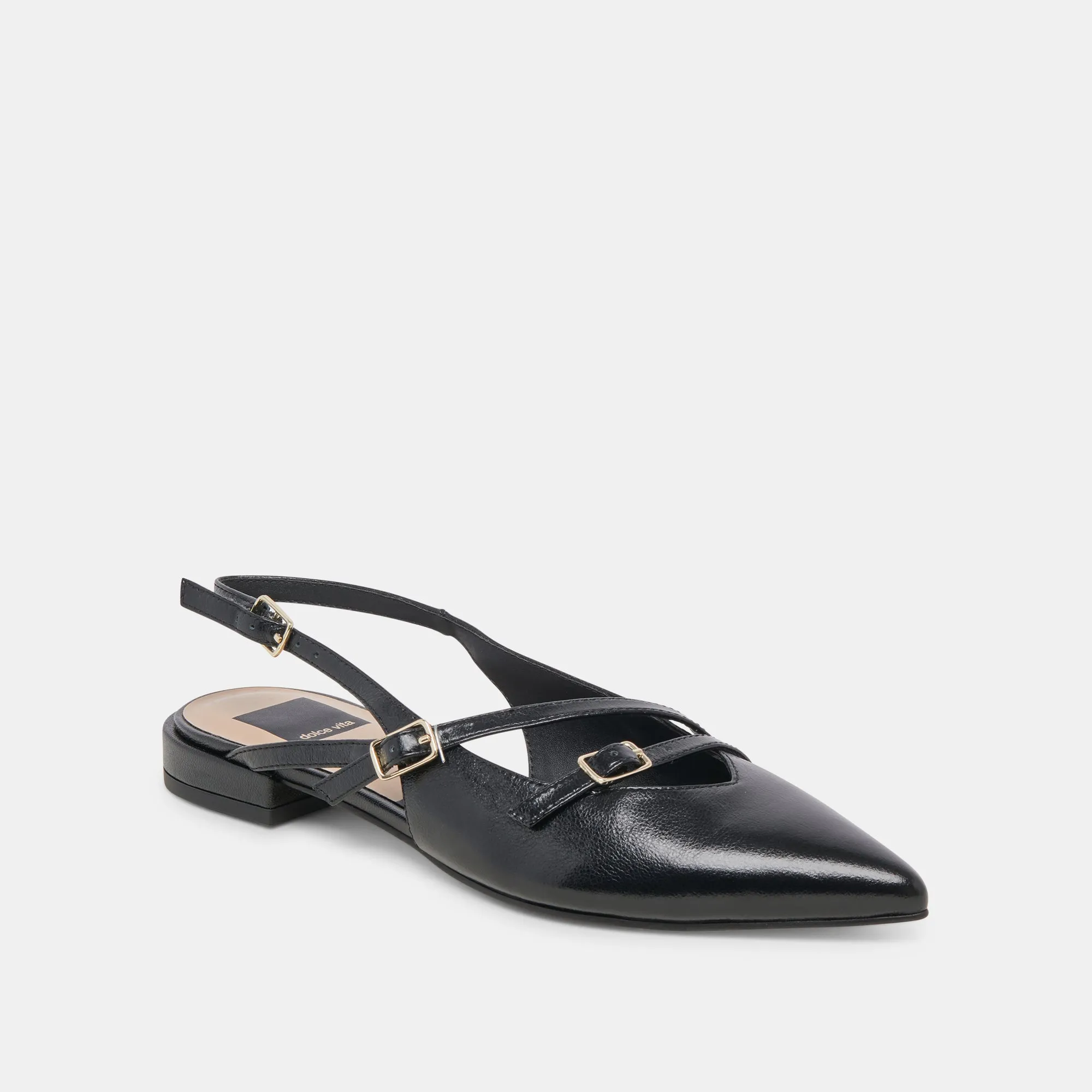 PAMLA FLATS BLACK CRINKLE PATENT