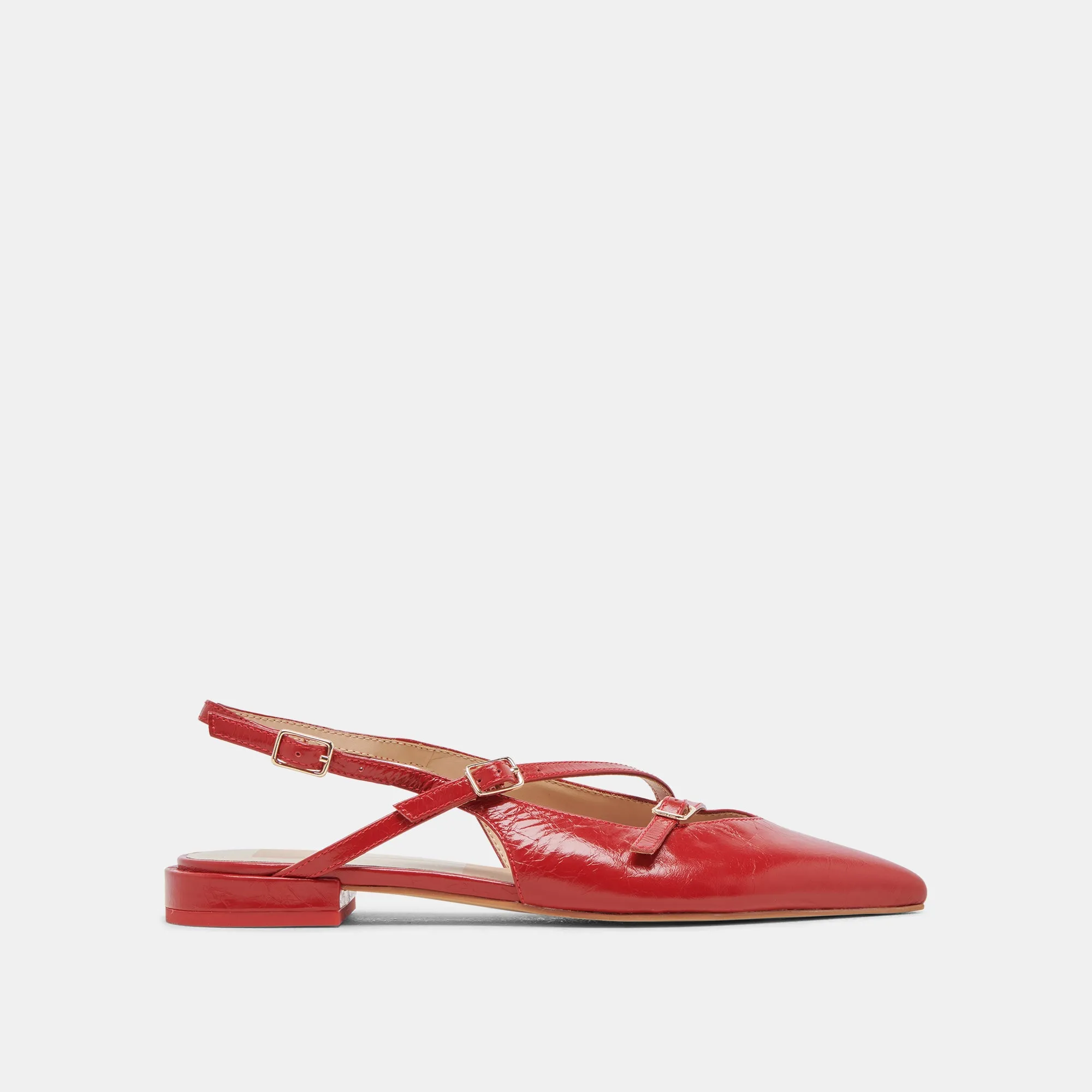 PAMLA FLATS RED CRINKLE PATENT