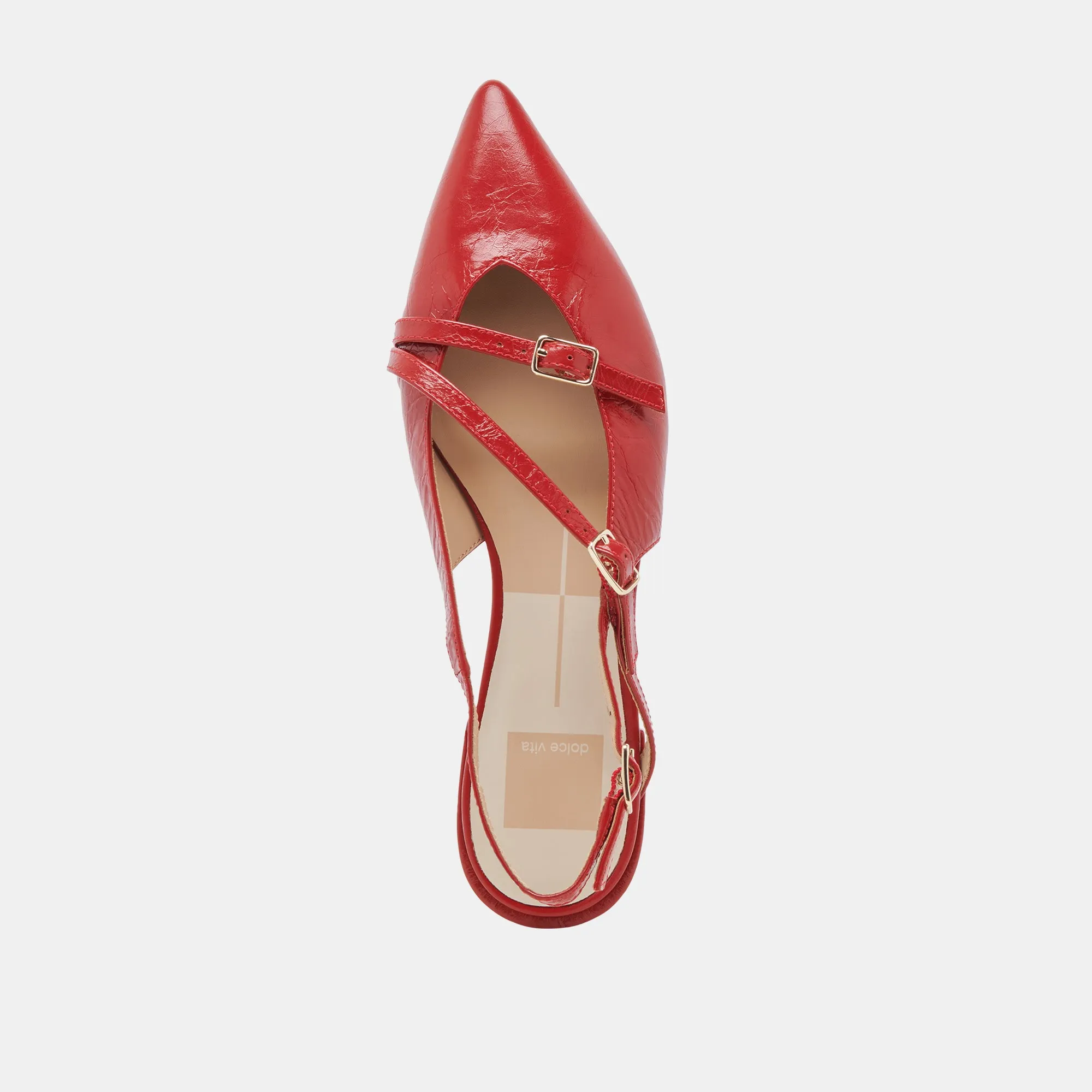 PAMLA FLATS RED CRINKLE PATENT