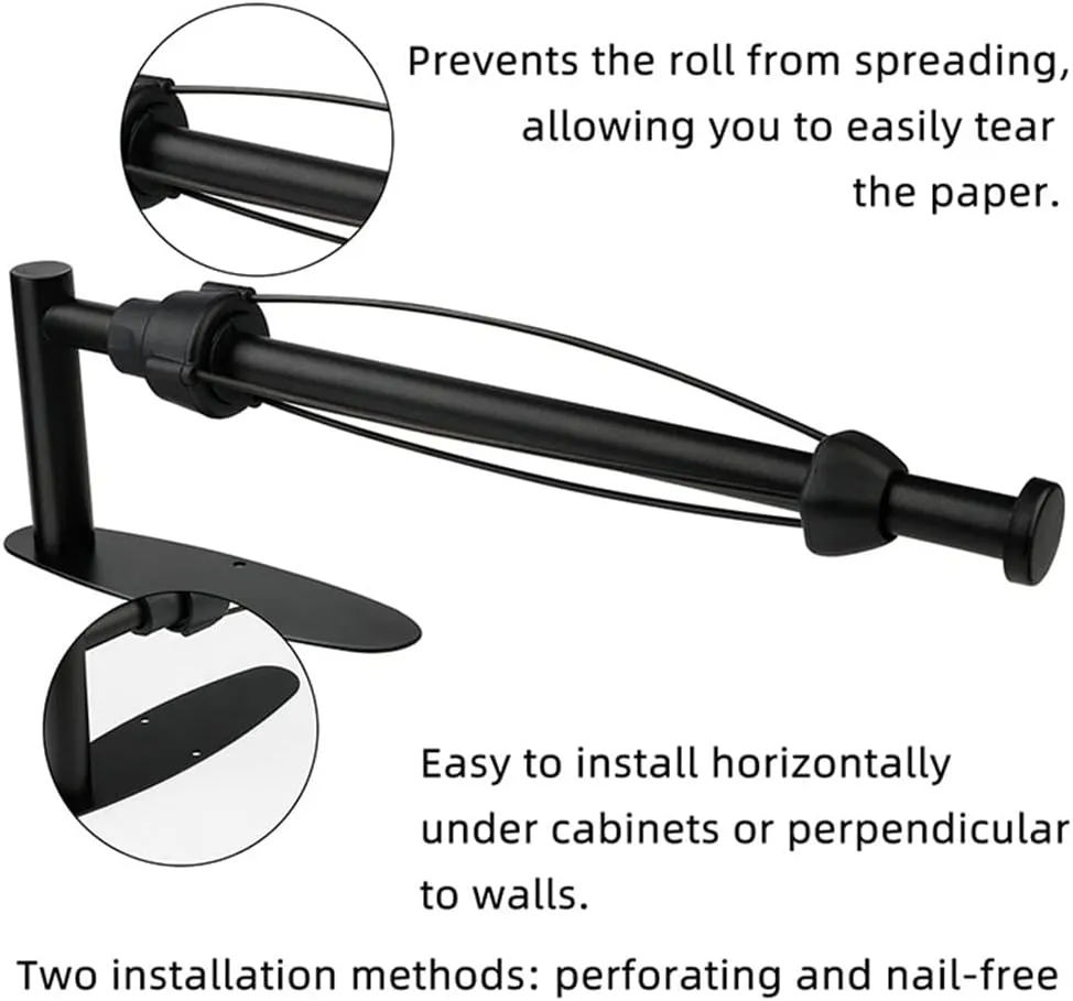 Paper Towel Holder Under Cabinet with Damping Effect