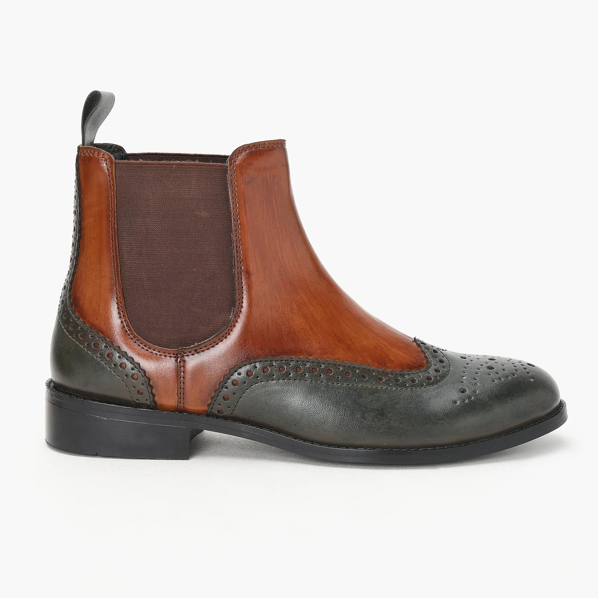 PATINA BOOTS WITH BROGUE DETAIL - HEIGHT ELEVATION