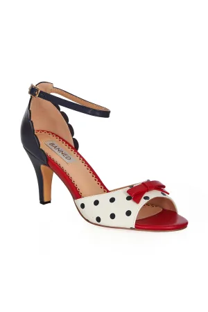 Poppy Polka Open Toe Heeled Sandals by Banned