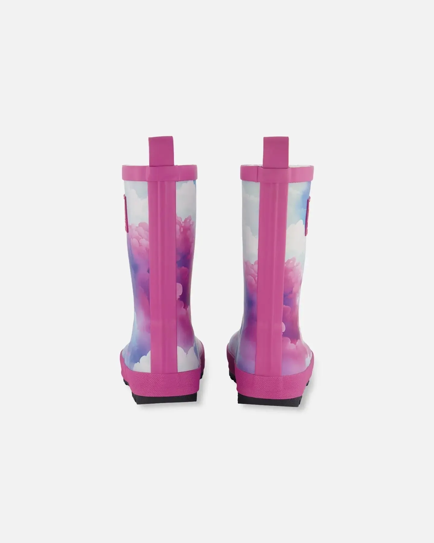 Printed Rain Boots Multicolored And Vibrant Pink Background