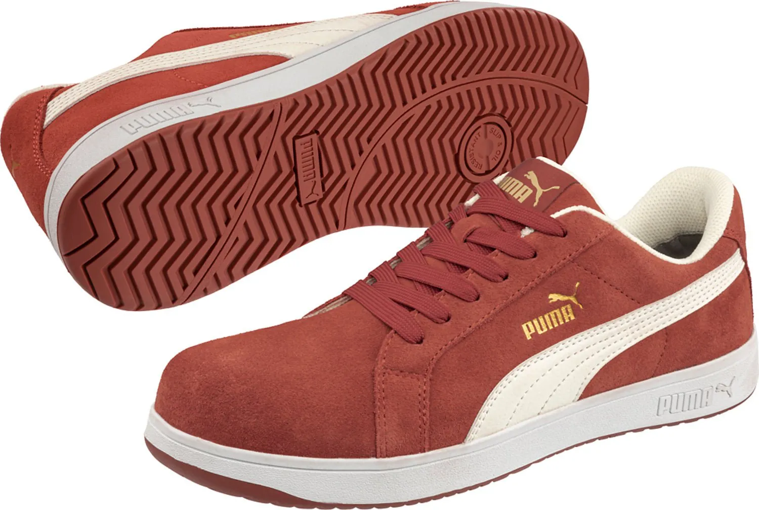 Puma Safety Mens Iconic Low ASTM EH Red Suede Work Shoes