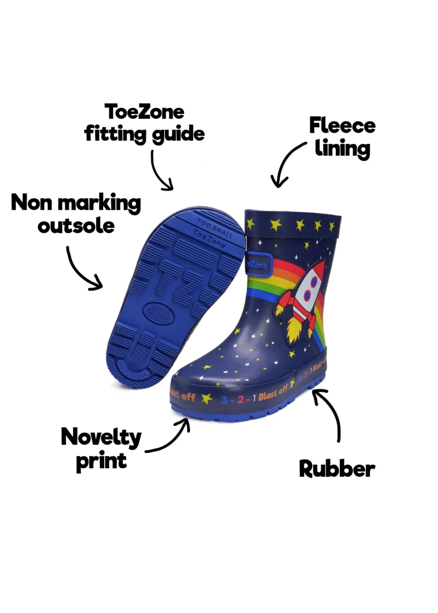 QUINN - Space Themed Rocket Rain Boots