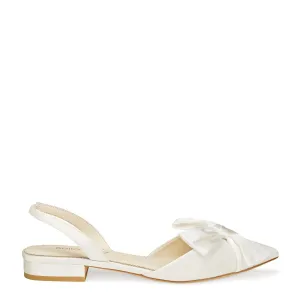 Reilly - Ivory Slingback D'Orsay Bridal Flats with Bow