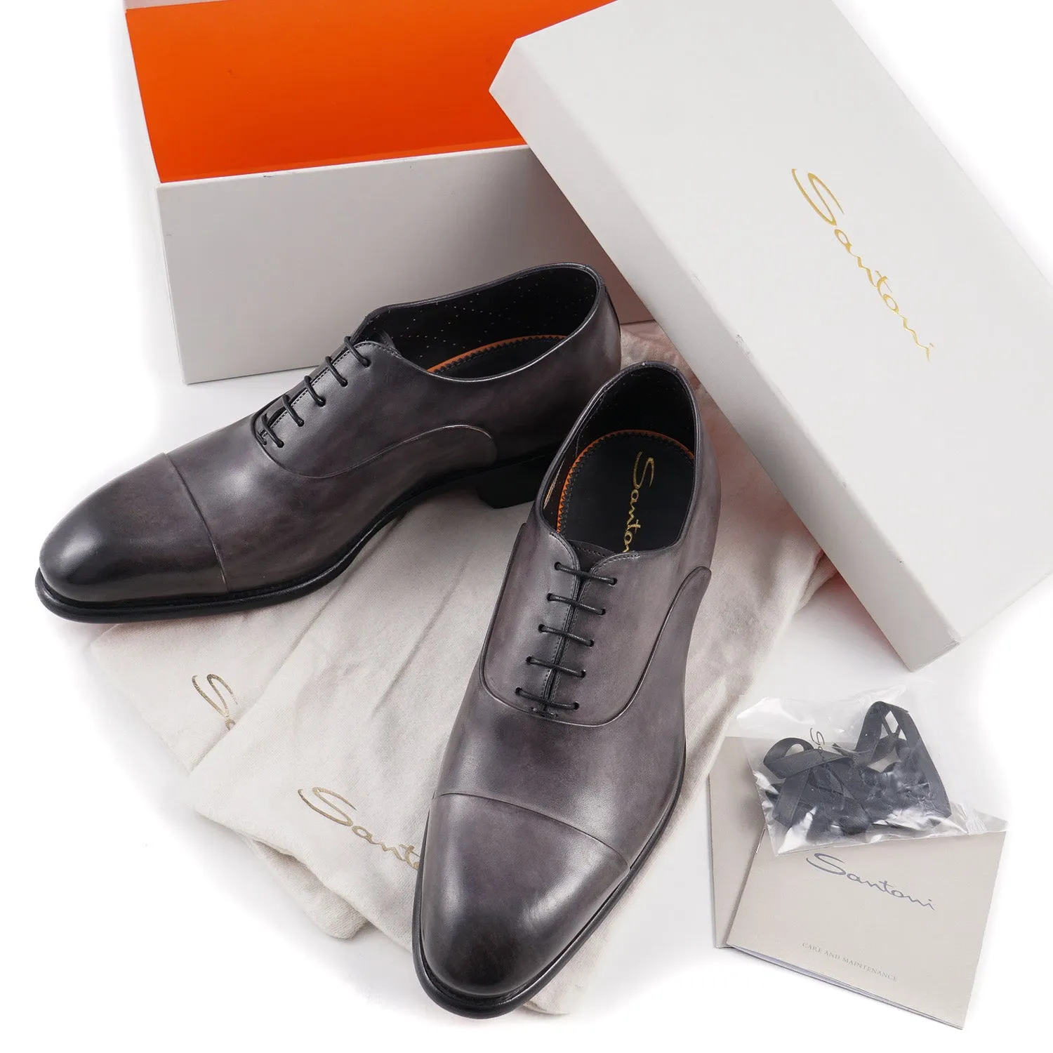 Santoni 'Isaac' Goodyear Oxford in Gray Calf