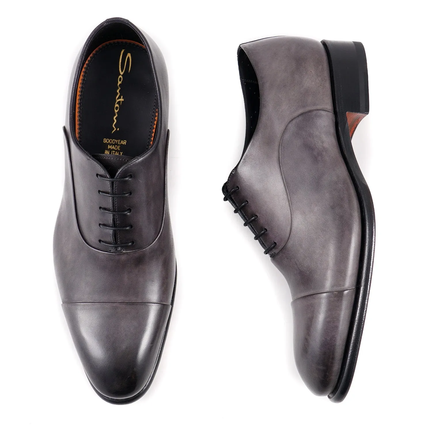 Santoni 'Isaac' Goodyear Oxford in Gray Calf