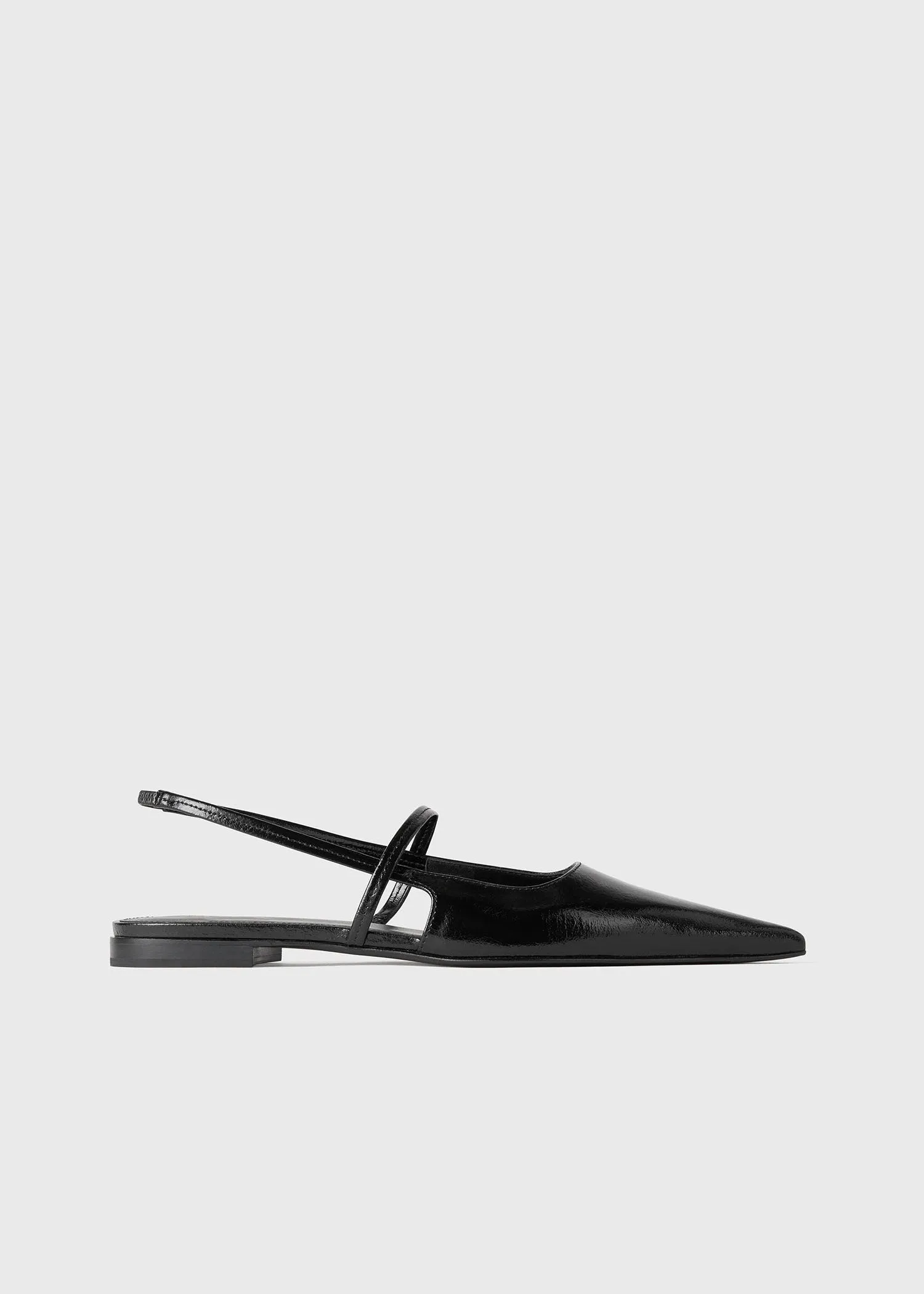 Sharp patent slingback flats black