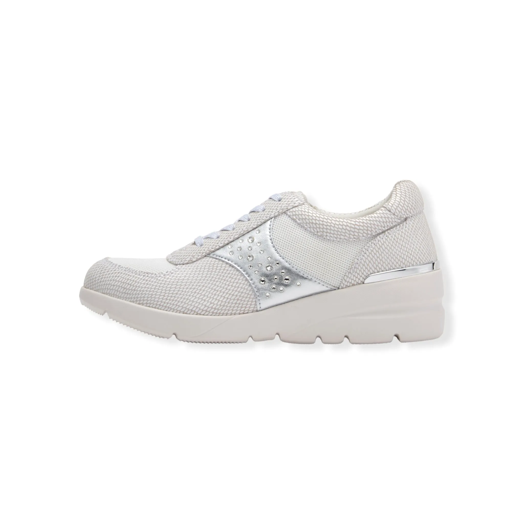 Sheepskin and mesh combination leather Sneakers with Swarovski crystal glass  #FJ080