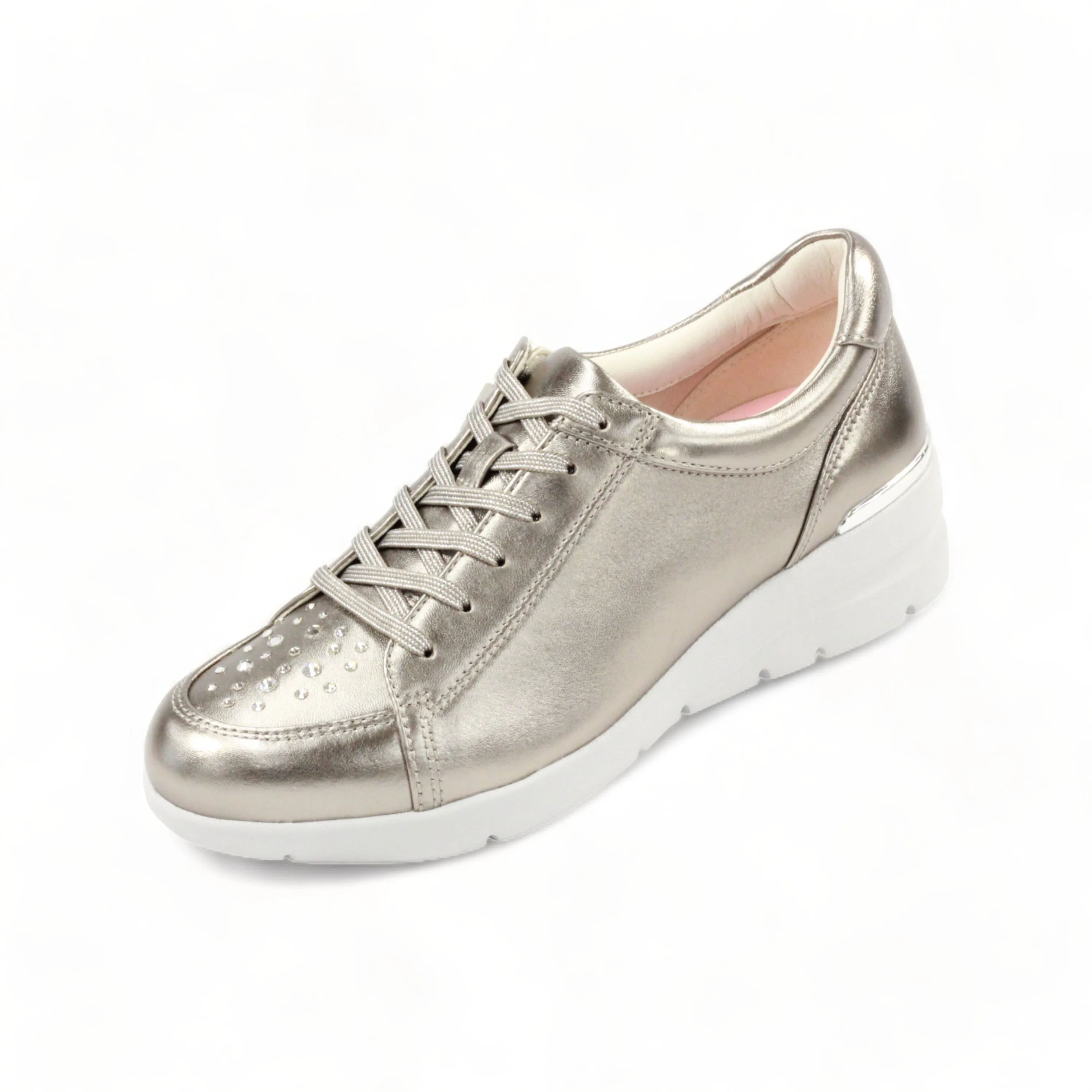 Sheepskin Raised heel sneakers with Swarovski crystals #FJ125