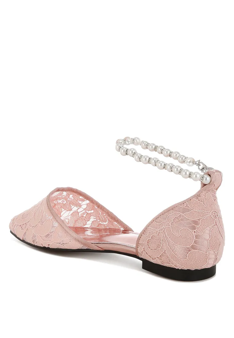 Shrami Pearl & Rhinestone Strap Flat Sandals