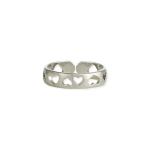 Silver Hearts Adjustable Toe Ring