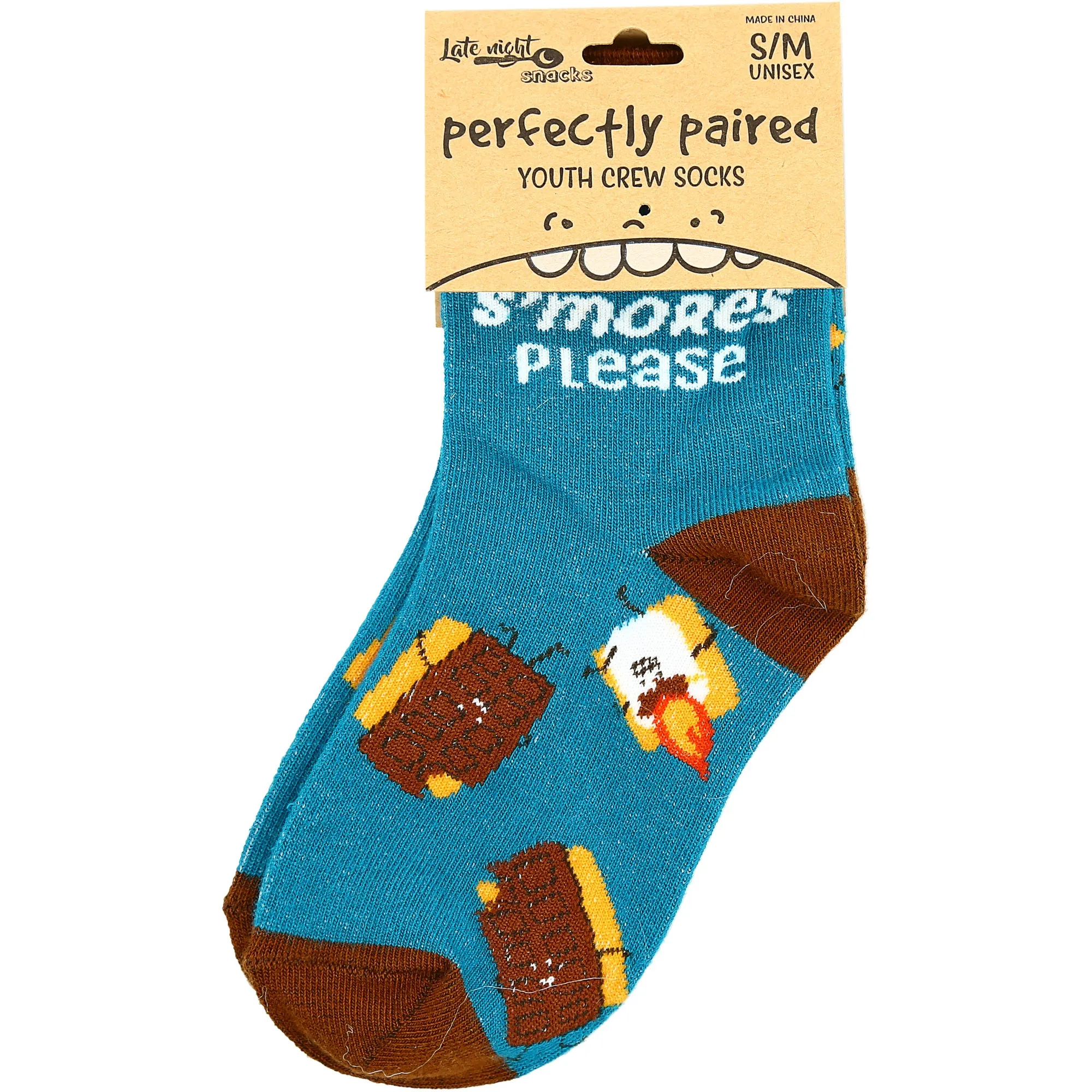 S'mores M/L Youth Cotton Blend Crew Socks