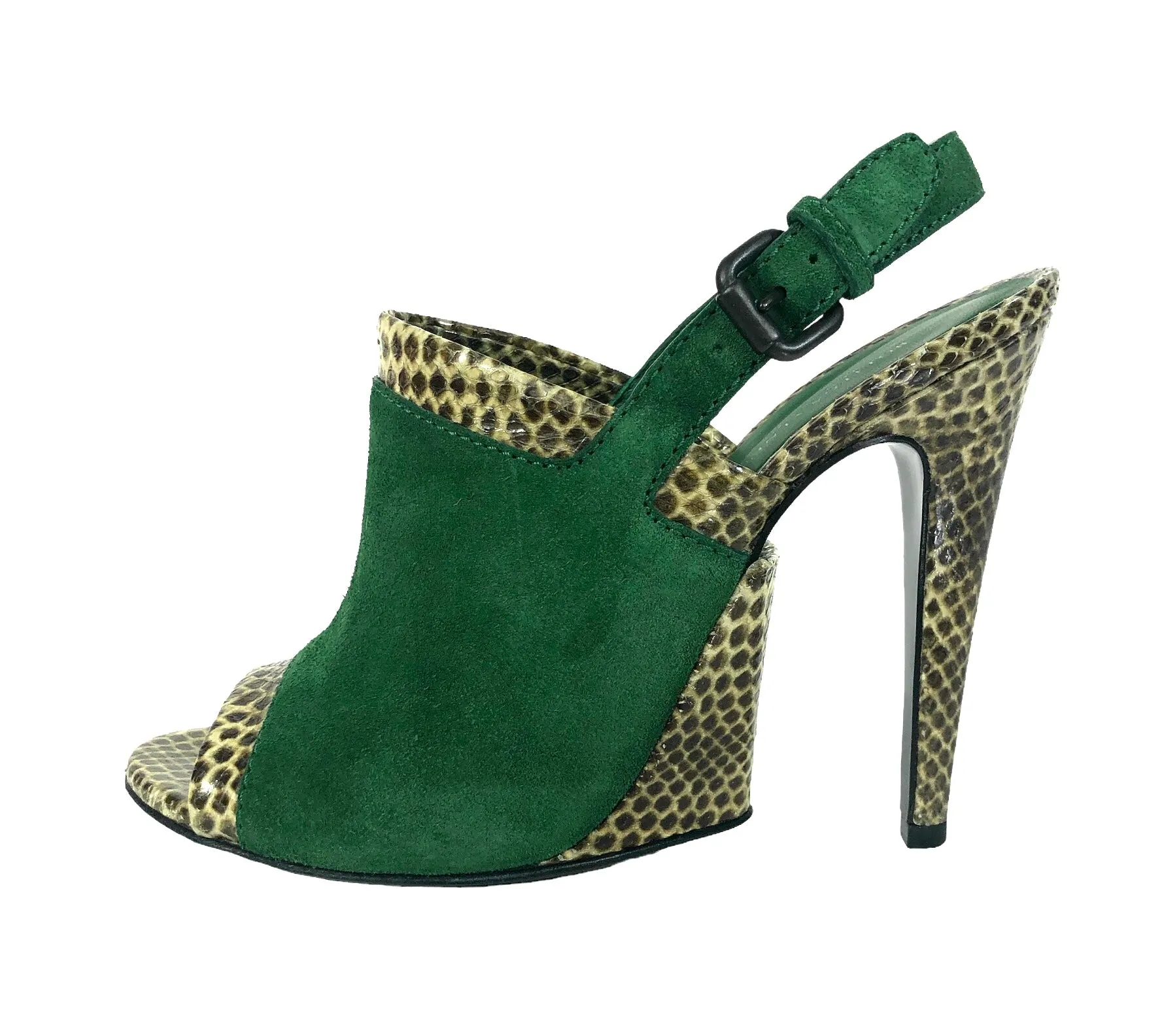 Snakeskin and Suede Stiletto Heel Slingback | Size US 8  |  IT 38.5