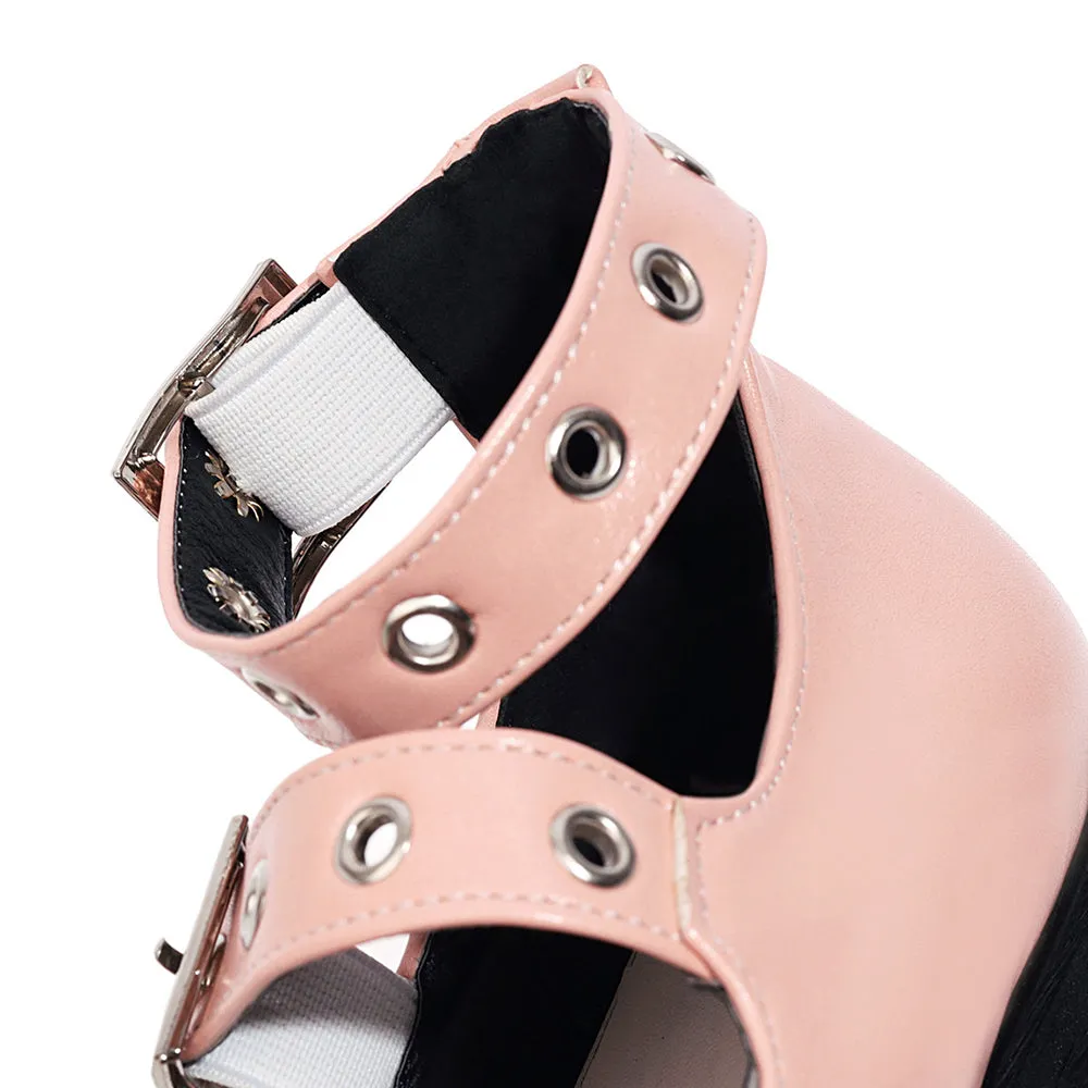 Spring Casual PU Leather Shoes Women Punk Shallow Flat Shoe Fashion Lolita Women Belt Buckle Shoes Belt Buckle Pointed Toe Flats