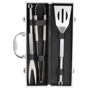 Stainless Steel 3PC BBQ Tools Kit with Metal Case