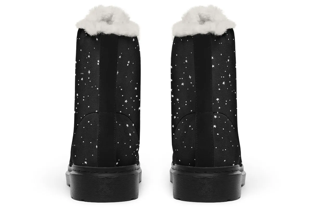 Starry Night Winter Boots - Warm Micro-Suede Doc-Style Boots Lined with Vegan Wool