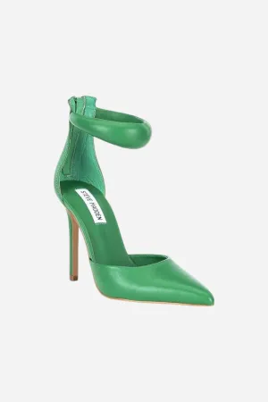 Steve Madden Ele Puff Ankle Strap Leather Heel Pumps in Green