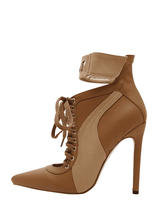 Stitching Pointed Toe Stiletto Ankle Boots