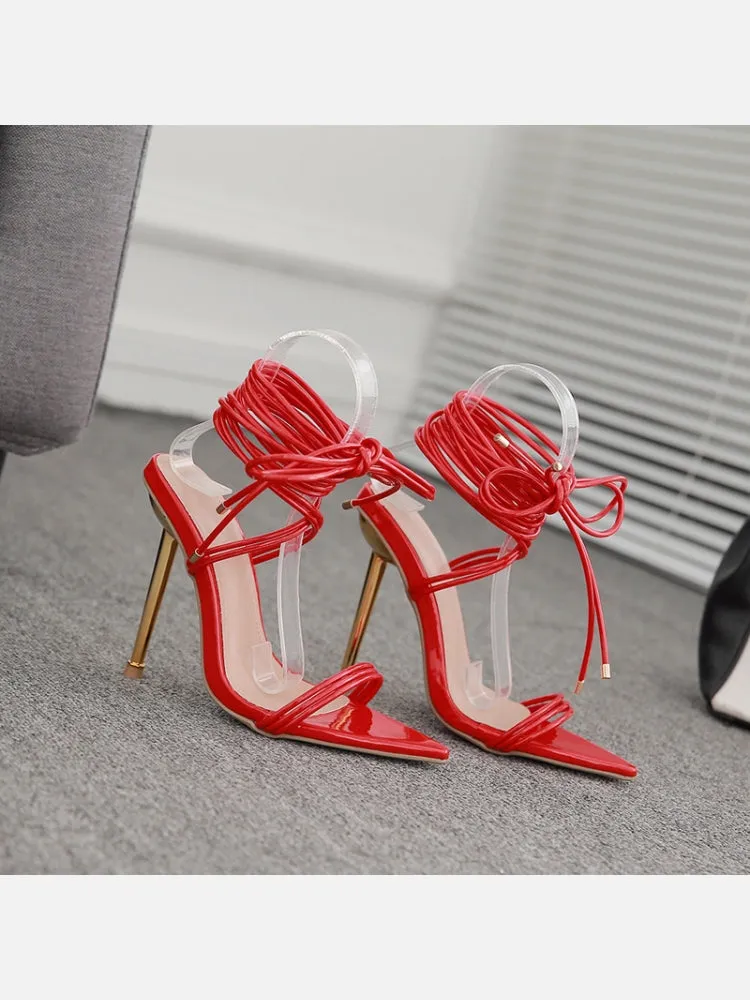 Strappy Gold Heels Stilettos