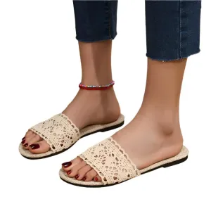 TEEK - Lace Open Toe Flat Sandals