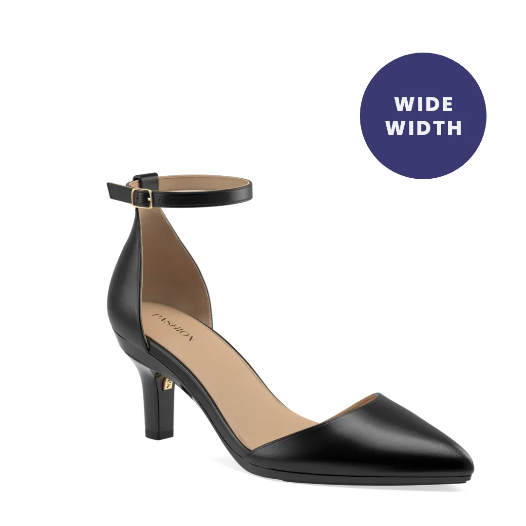 The D'Orsay Wide Width - Coal Leather 3 Stiletto