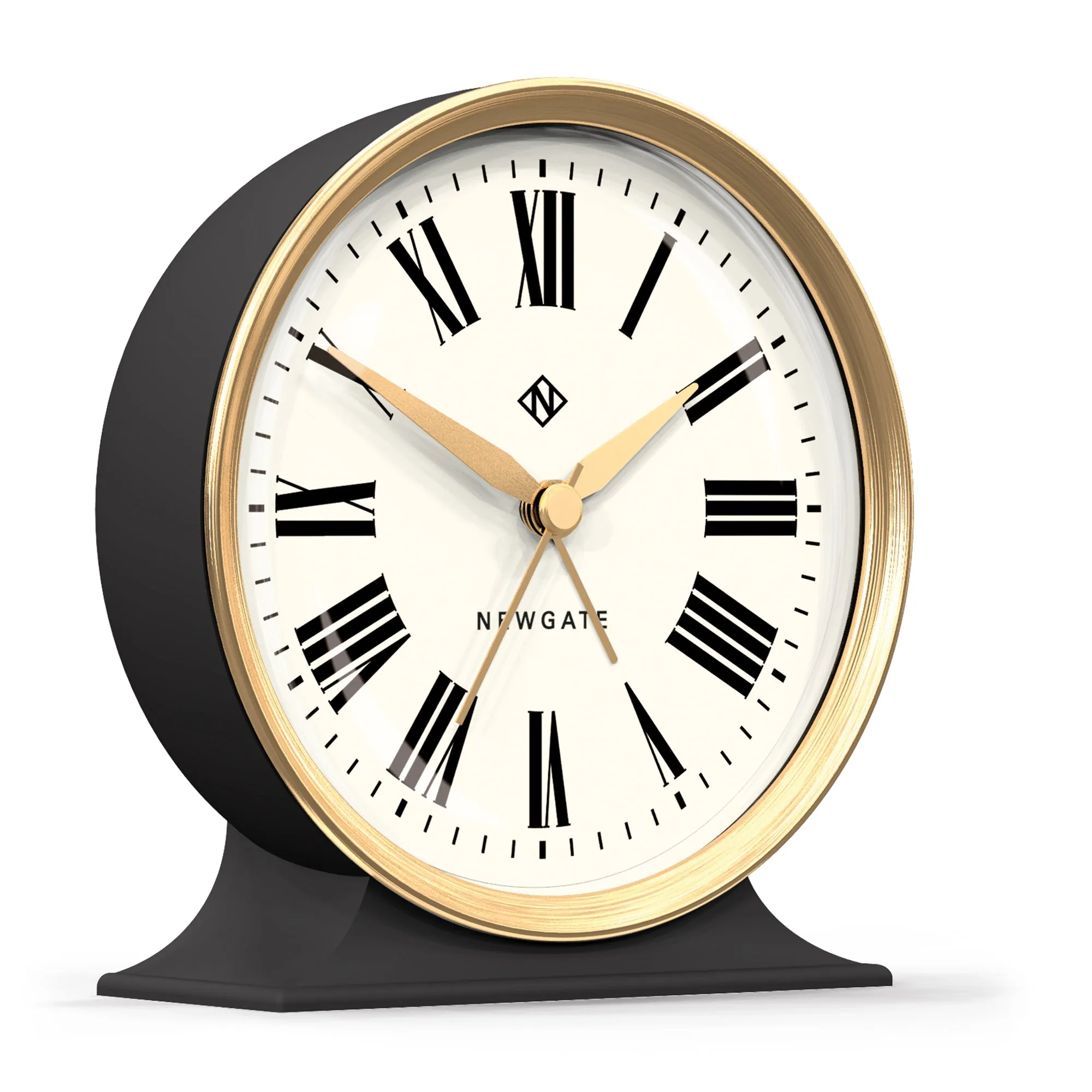 The Hotel Clock - Dark Grey & Brass