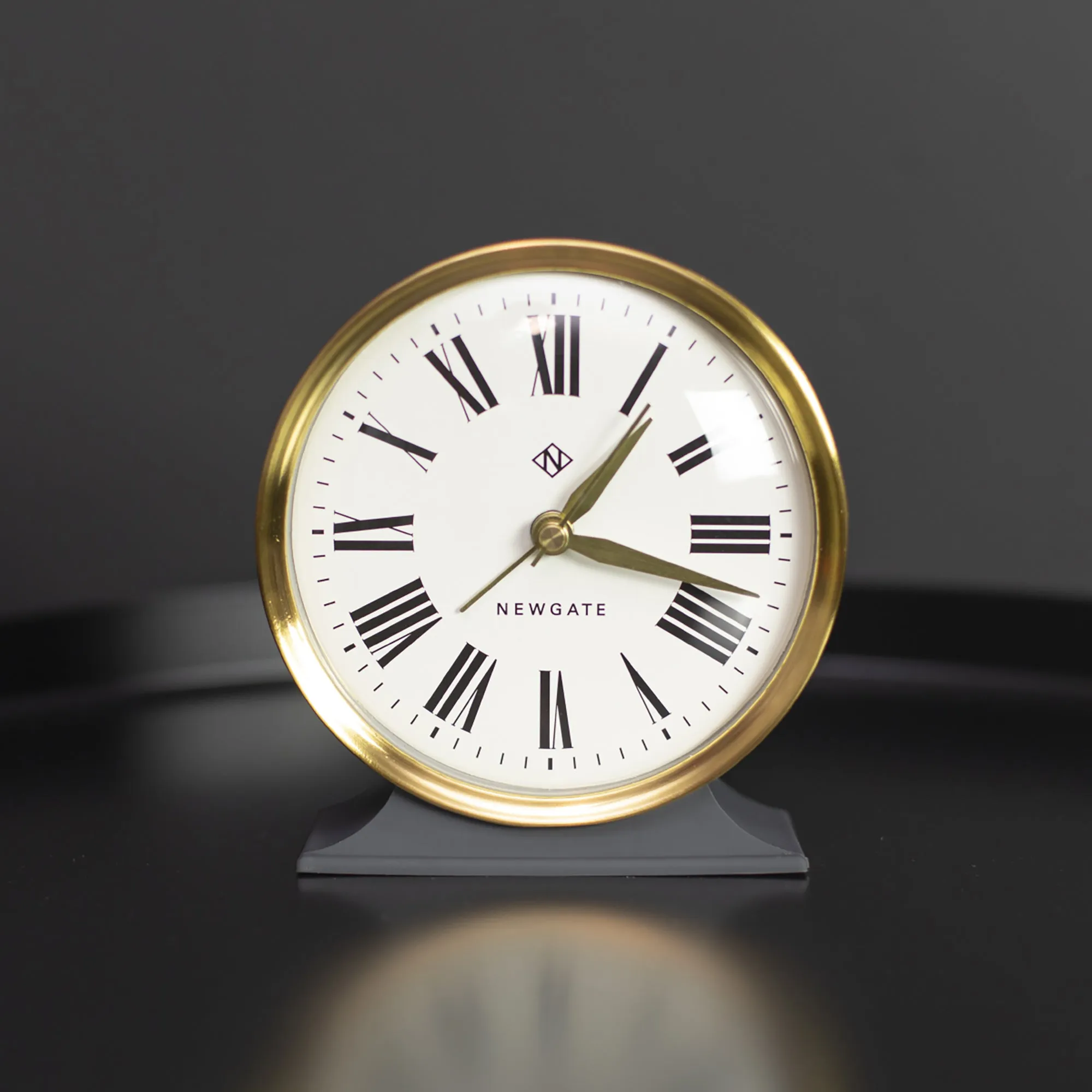 The Hotel Clock - Dark Grey & Brass