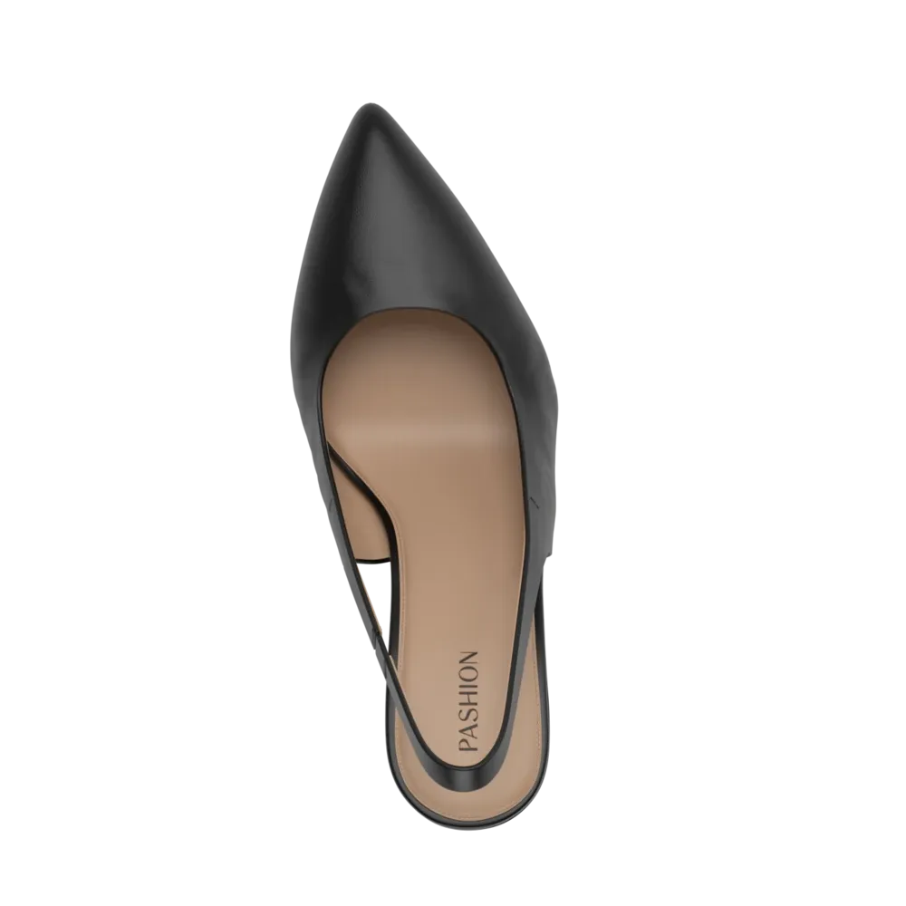 The Slingback - Coal Leather 3 Stiletto