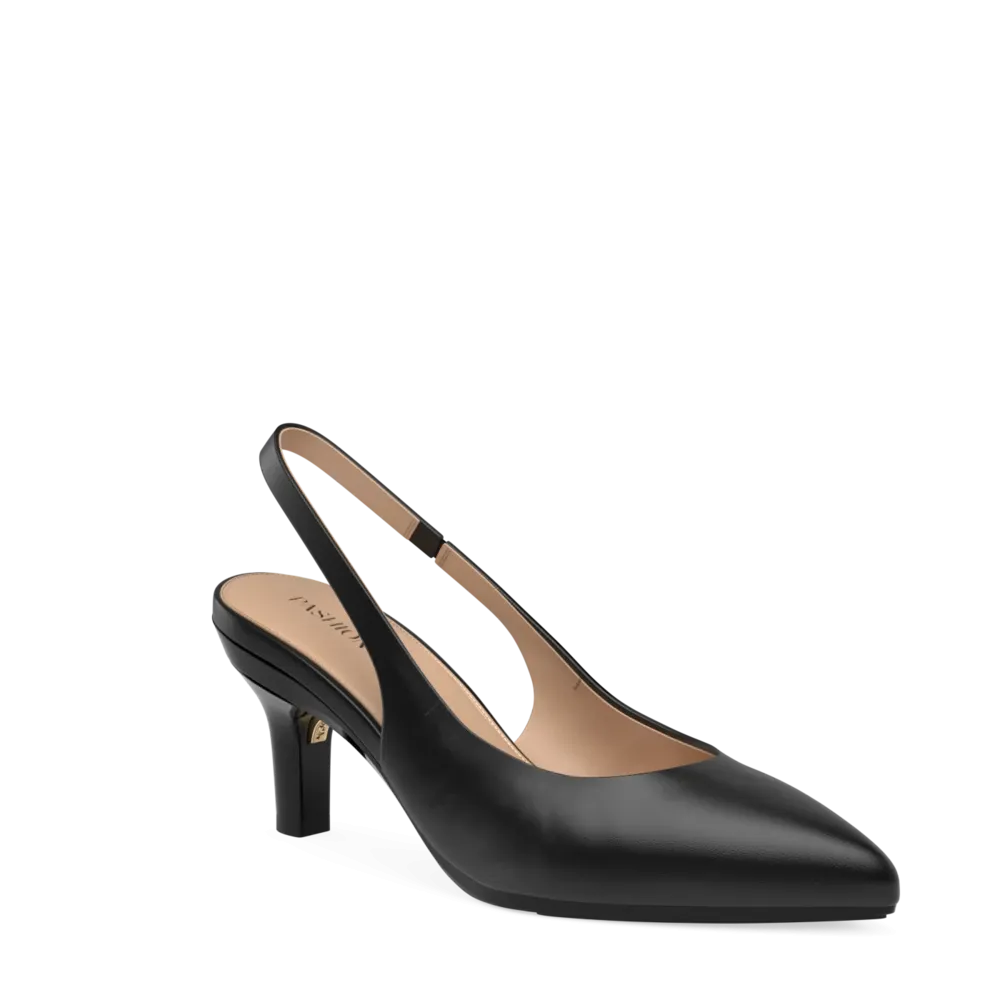 The Slingback - Coal Leather 3 Stiletto