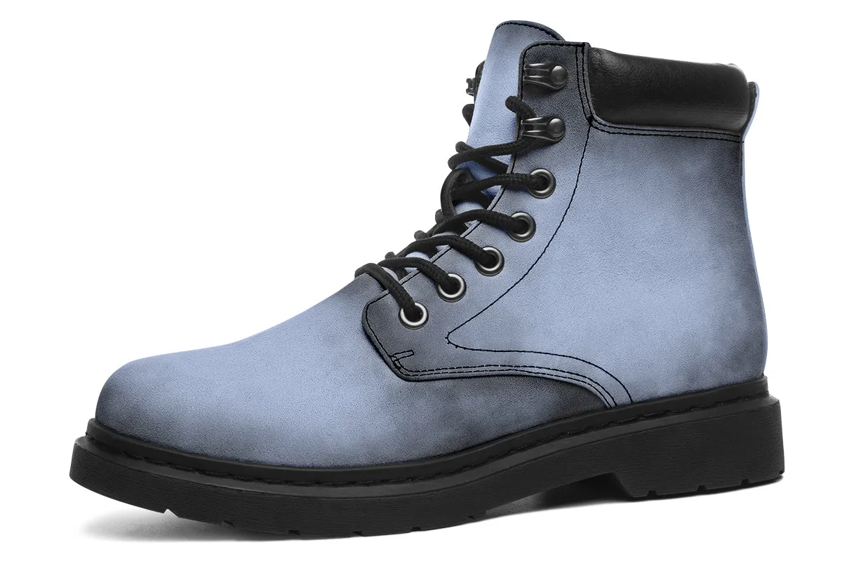 Twilight Blue Classic Boots - High Quality Micro-Suede Weatherproof Vegan Shoes with Stitched on Soles