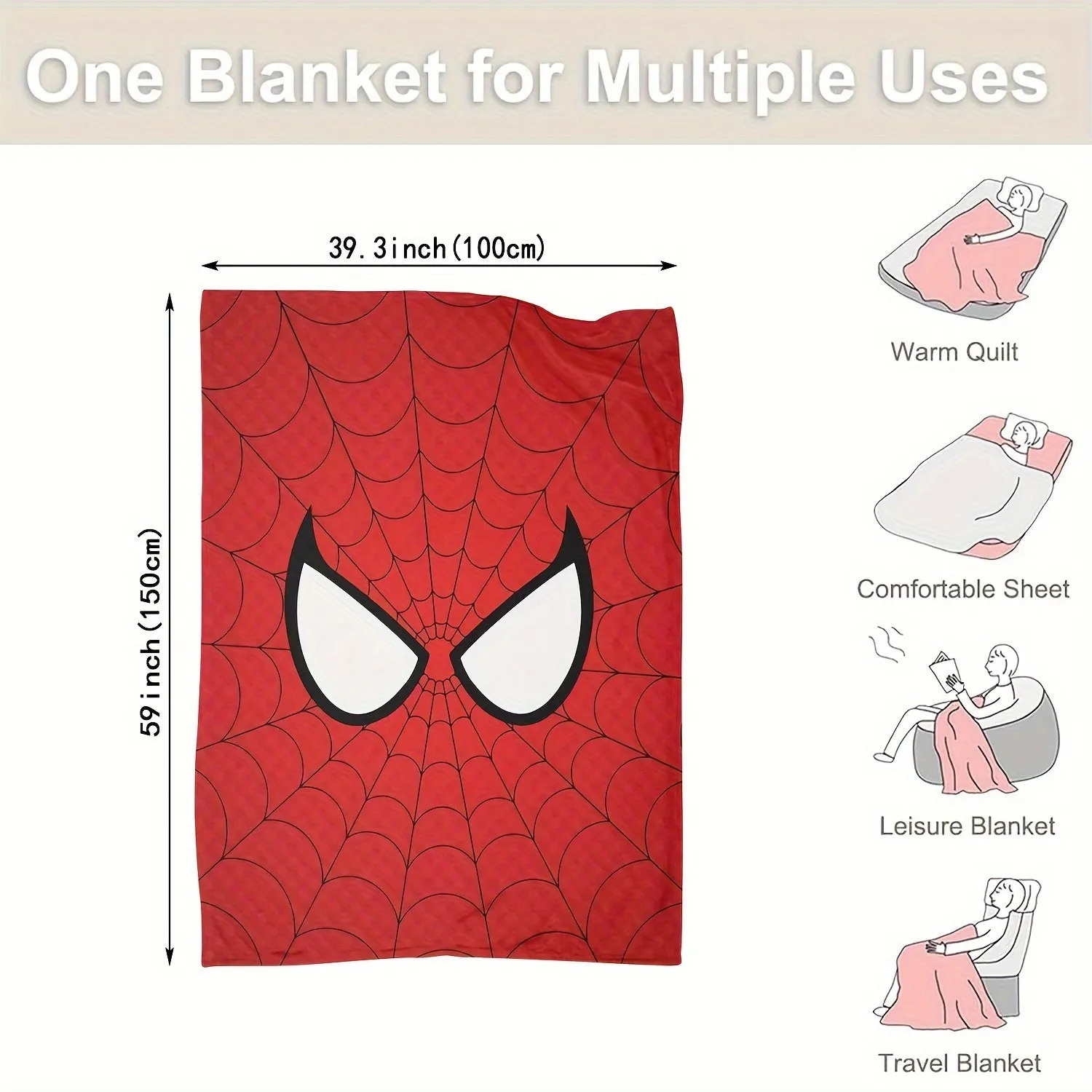 Ultra-Soft Spider-Man Flannel Throw Blanket - Cozy & Warm for Couch, Bed, Camping | All-Season Comfort