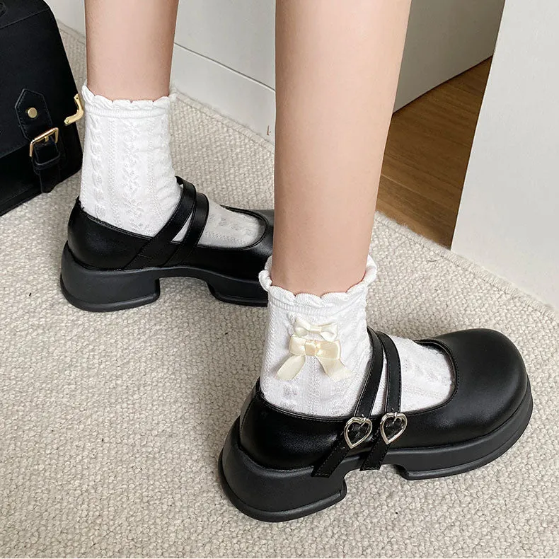 Uniwim Retro Black Chunky Sole Japanese JK Shoes SE22591