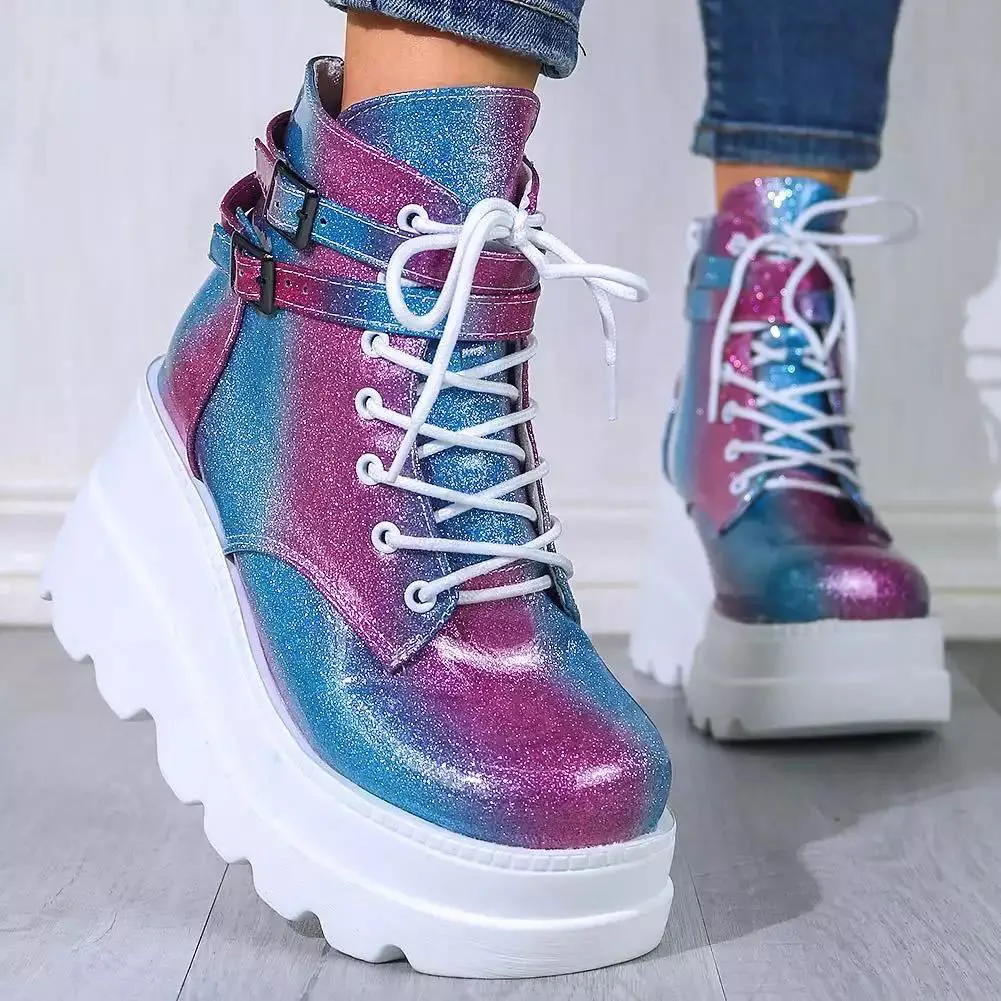 Vibrant Splash of Colors High Platform Shoes