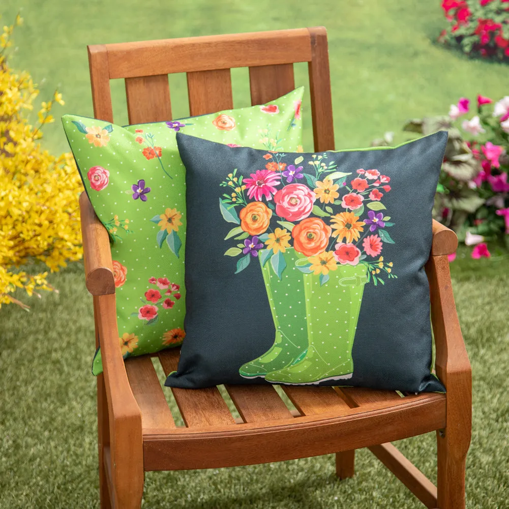 Welcome Spring Rain Boots Pillow Cover by Evergreen