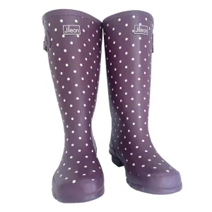 Wide Calf Rain Boots - 15 to 18 inch calf - Purple Spot - Wide Fit in Foot and Ankle