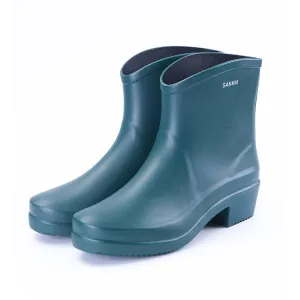 Women chunky heel platform slip on short rain boots