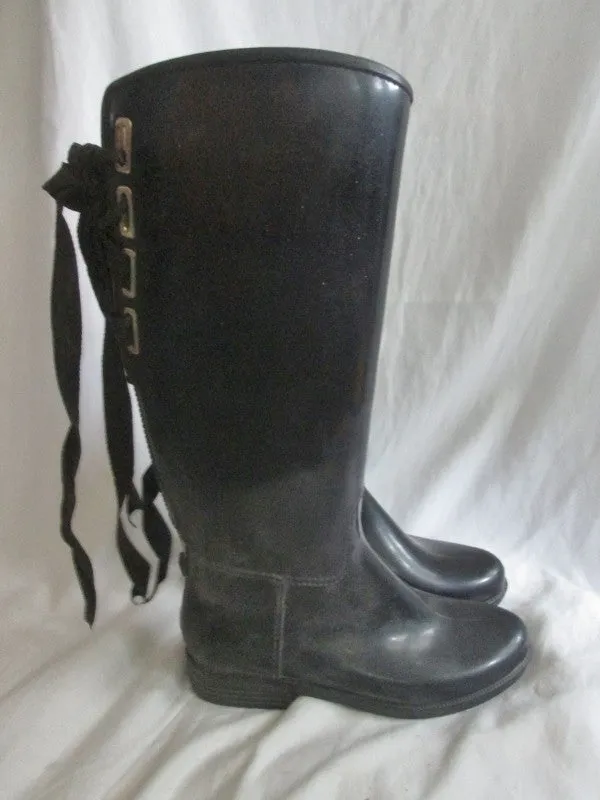 Womens DAV Gumboots Steampunk Wellies Rain Boots Rainboots BLACK 8 Foul Weather