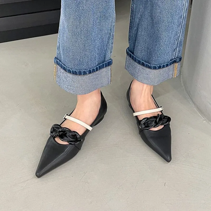 Women's Flats Shoes Summer Outdoor Casual Shoes Slip-on Loafers Shallow Pointed Toe Fashion Female Shoes New Design Flats